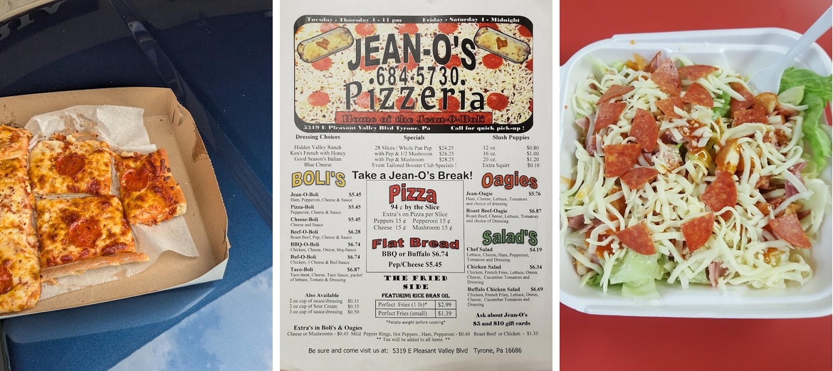 Jean-O's Pizzeria Menu